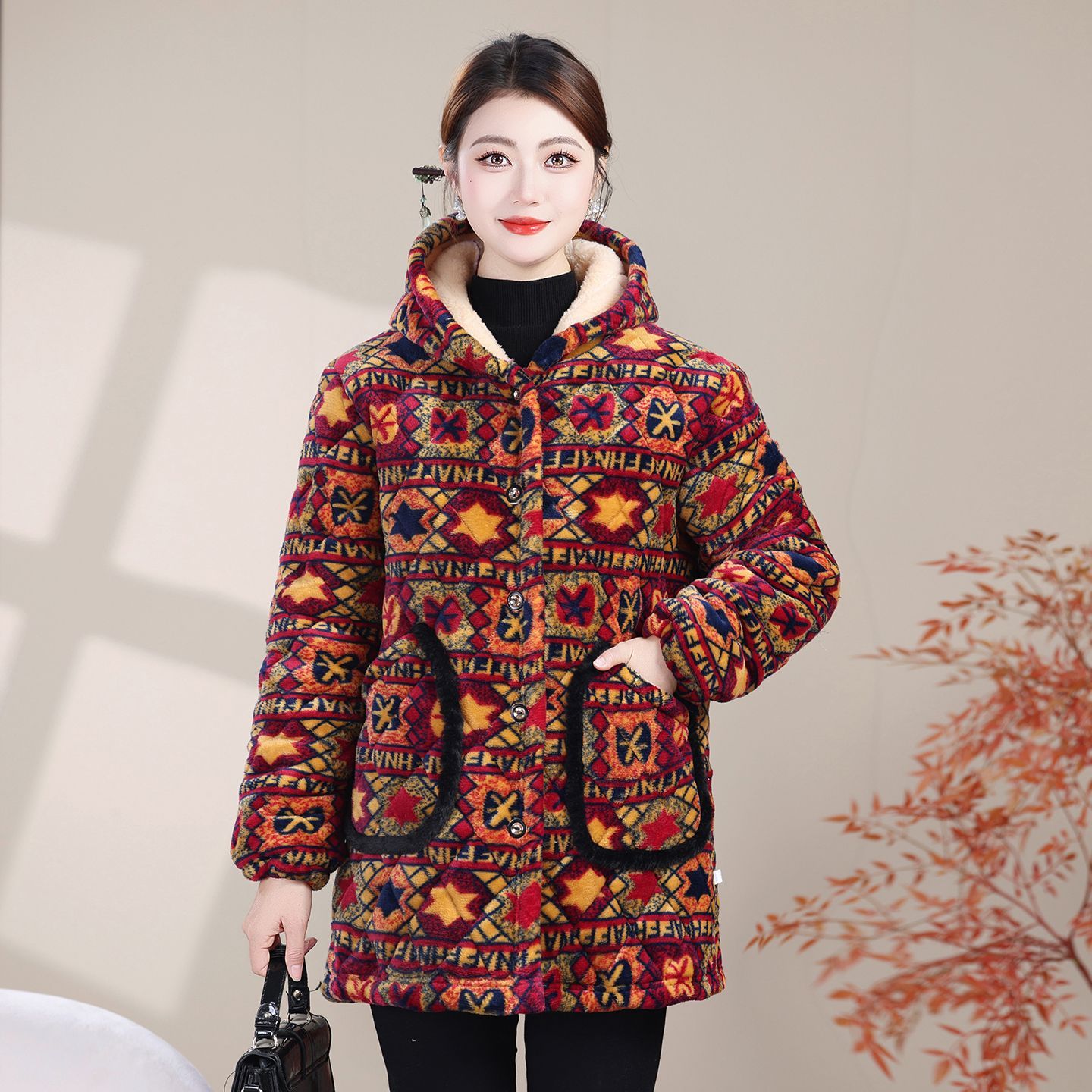 中老年女装冬季加厚棉服
