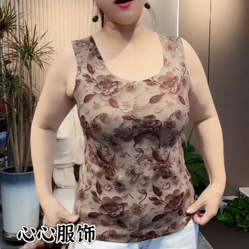 复古碎花磨毛保暖背心女