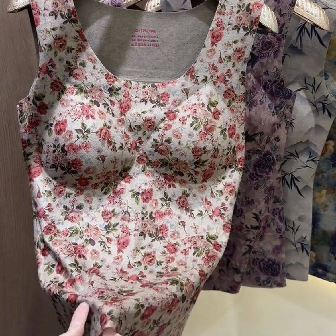 网红爆款碎花保暖背心女