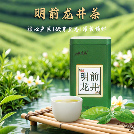 杭州绿坞西云坞特级明前钱塘龙井茶口粮茶绿茶茶叶100g罐装