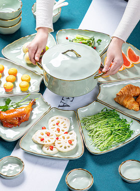 团圆拼盘餐具组合家用陶瓷盘子过年菜盘聚餐摆盘创意轻奢碗碟套装