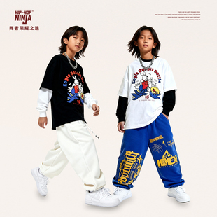 尼恩家男童街舞风嘻哈宽松T恤卫衣运动裤 儿童表演出服HIPHOP 套装