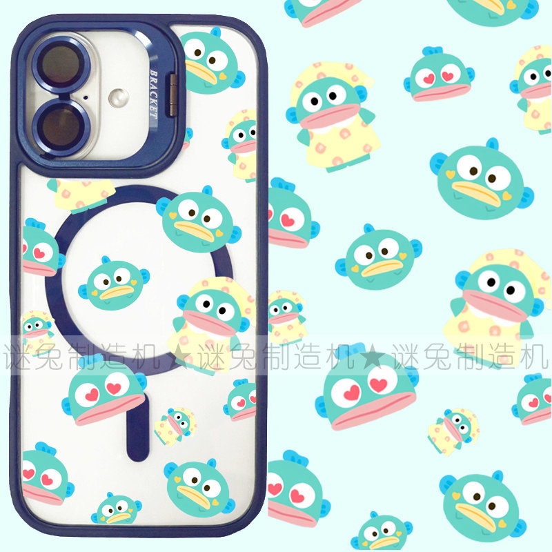 适用iphone16promax苹果16手机壳MagSafe磁吸15镜头支架14透明13日系人鱼25ultra卡通12汉顿16e保护套11