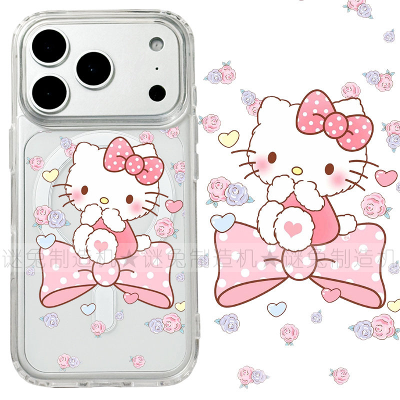 适用iphone17promax苹果17手机壳MagSafe磁吸18支架18pro透明16蝴蝶结kitty猫26ultra卡通kt猫保护套16e/17e