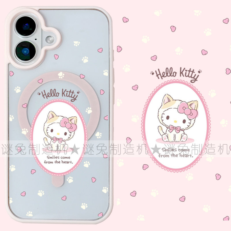 适用iphone17promax苹果17手机壳MagSafe磁吸15支架14透明13猫爪kitty猫kt猫25ultra少女12卡通17保护套16e