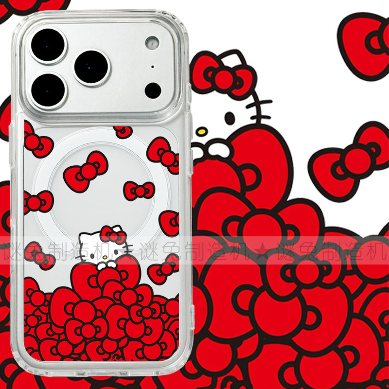 适用iphone17promax苹果17手机壳MagSafe磁吸16支架15透明14蝴蝶结kitty猫13日系26ultra卡通17e保护套kt猫女