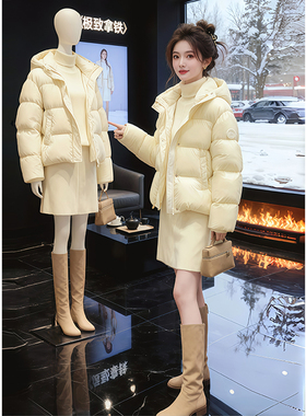 宽松显瘦短款连帽羽绒棉服女2025冬季新款今年流行爆款面包服外套