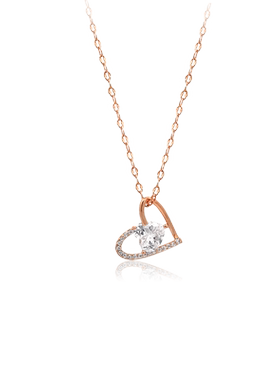 Chomel新加坡官方精致简约镂空爱心锆石吊坠锁骨项链七夕礼物3490