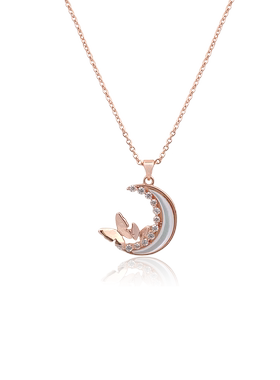 Chomel新加坡官方灵动蝴蝶精致月亮吊坠项链3715