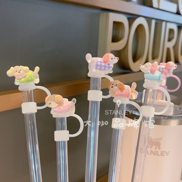 硅胶塞子狗stanley10系列用-可爱通用腊肠吸管杯9使吸管mm防尘塞