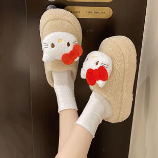 洋气舒鞋适包外头半拖女2025秋出冬季底新款外穿厚加绒保暖棉拖鞋