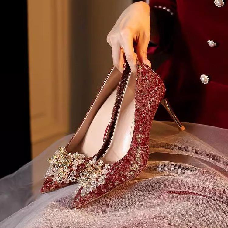 2025年春夏高适季款绝美尖头浅口细跟单鞋女级高感舒百搭跟鞋新女