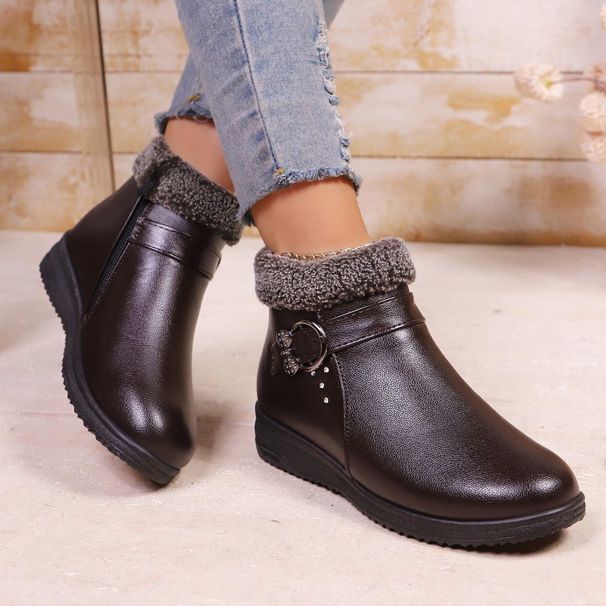 舒休适闲平适底滑舒棉鞋冬女2025防年秋季新款时尚百搭棉鞋女外穿