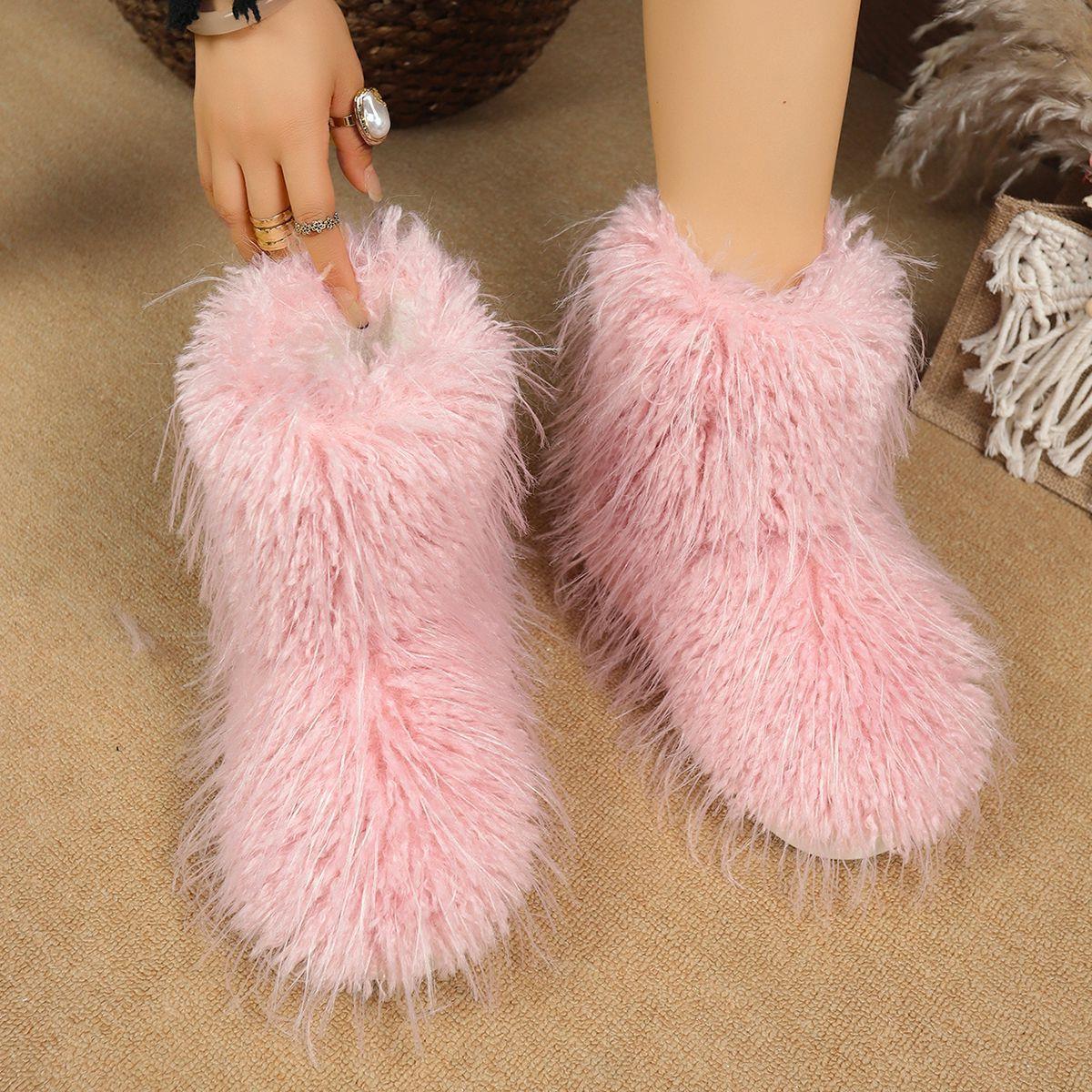 码36-43女鞋大女靴2棉02平5冬季鞋短雪地靴平筒底跟保暖休闲冬靴