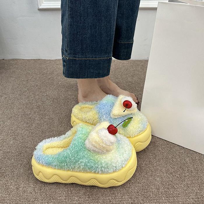 可爱卡通糕包头拖鞋女季2025秋冬新款时尚包厚底松保鞋暖头棉拖女