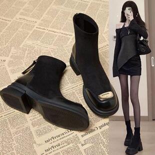 小众设感舒适百搭马靴2025年子秋冬靴季丁新款计时尚显瘦短筒子女