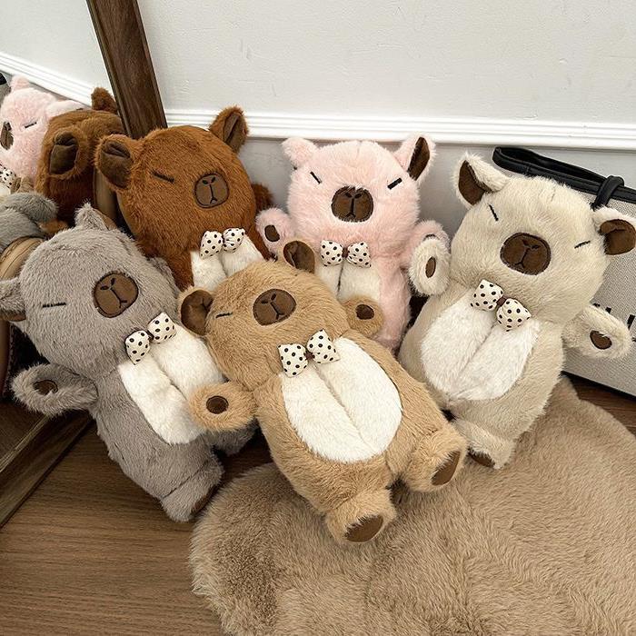 可爱卡拉通蝶蝴结卡皮2巴绒毛绒保暖棉鞋女205冬季新款加厚底百搭