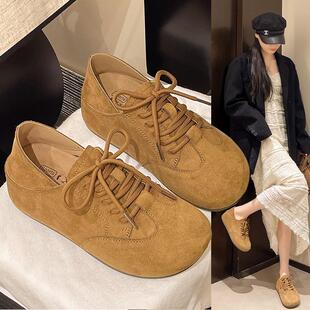 乐福豆豆鞋 复古底内增高勃肯鞋 2秋训鞋 穿025新款 女厚踩德脚两单鞋