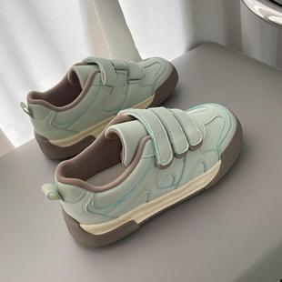 小鞋 魔术贴厚德训鞋 白小包众底休丑萌面板鞋 新款 5331 闲女2024秋季