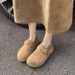 豹厚底纹休闲单鞋 穿复古一穆外勒鞋 女鞋 新款 子蹬2脚025年秋季 韩版