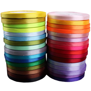 6mm宽缎带红织带布料绸带6毫米包装编发带细丝带头饰发饰金线彩带