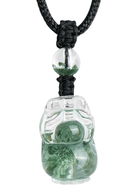 高品天然绿幽灵貔貅吊坠送证书