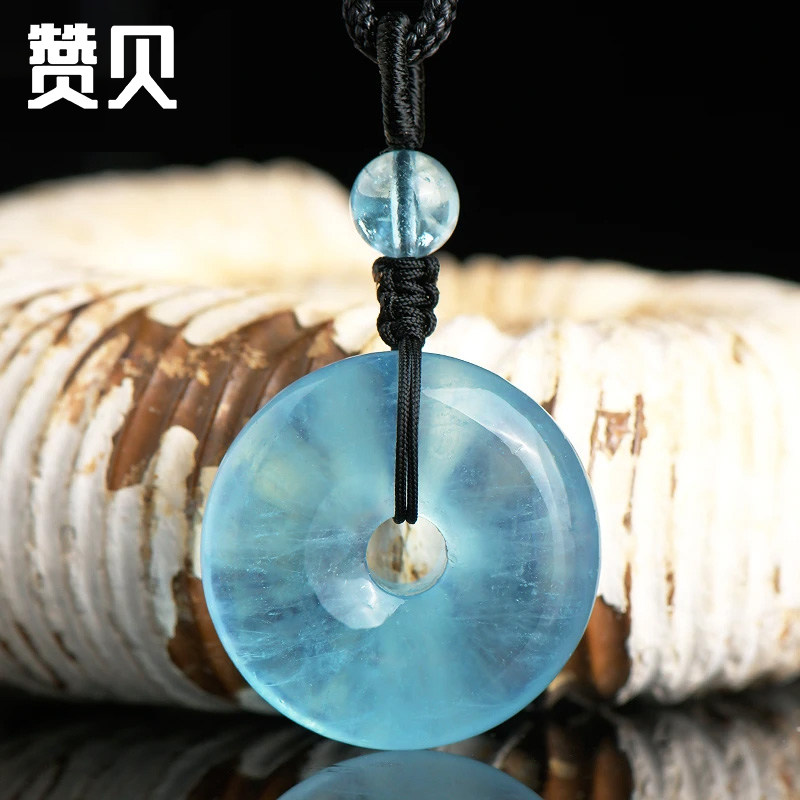 海蓝宝吊坠女宝石级冰种平安扣吊项坠/吊坠