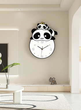 卡通小熊挂钟客厅家用石英钟静音网红创意钟表挂墙儿童房时钟新款