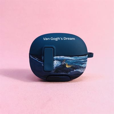 油画海浪适用Shokz韶音OpenDots ONE耳夹式耳机保护套Shokz E310耳机套按扣可支架韶音E310耳夹壳创意薄款
