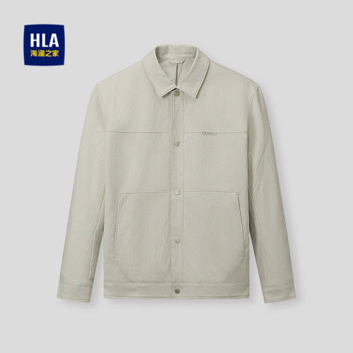 HLA/海澜之家休闲夹克2026春夏新款经典翻领精致织唛点缀外套男