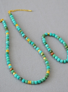 buscar天然绿松石刻面项链