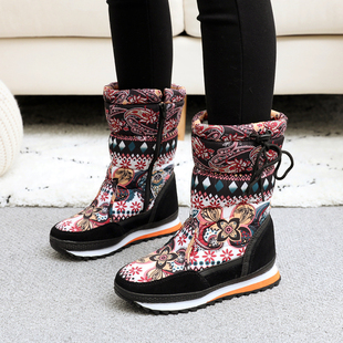 冬季新款防水防滑雪地靴女士羊毛保暖中筒靴平底短靴雪地鞋女靴潮