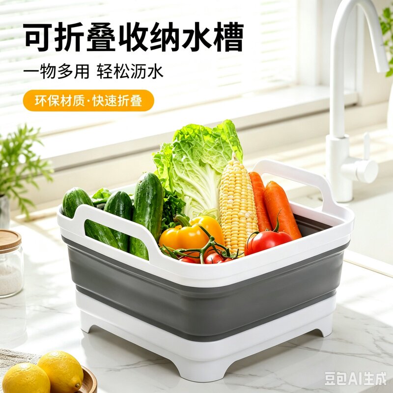 可折叠水槽折叠方形洗菜盆硅胶沥