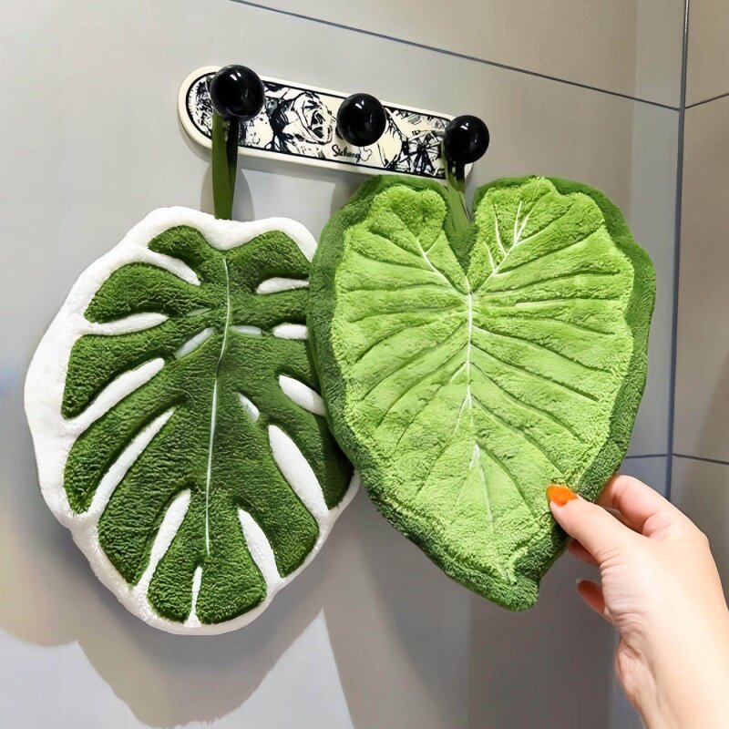 可挂式叶子擦手巾吸水加厚毛巾家用厨房擦手球擦手布创意耐用手巾