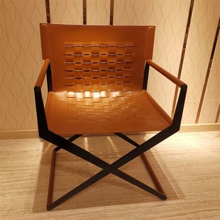 简约单人沙发椅小户型客厅轻奢编织靠背椅复古扶手椅子 意式