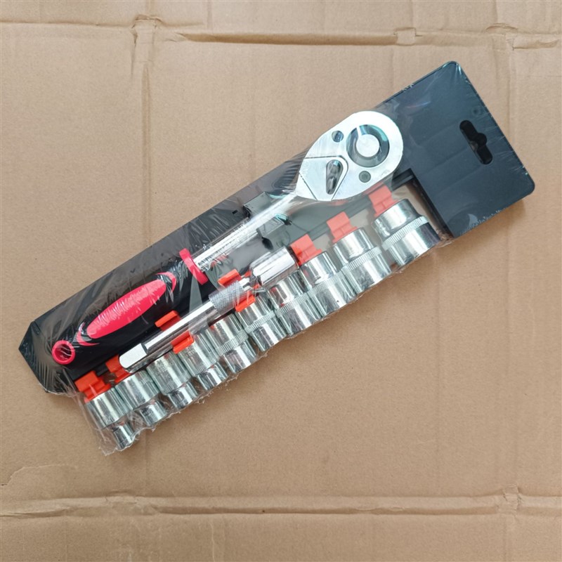 1/4 12PC棘轮套筒扳手套装万能扳手多功能外六角快速扳手套管汽修