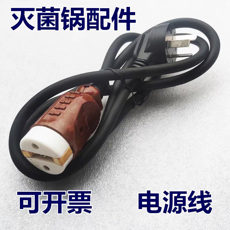 手提式高压蒸汽灭菌器压力消毒锅连接线配件灭菌锅电源线圆头图片