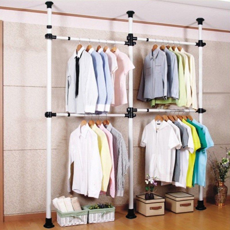 顶天立地置衣架卧室内落地挂衣架家用晾衣架衣帽间自制衣帽架阳台