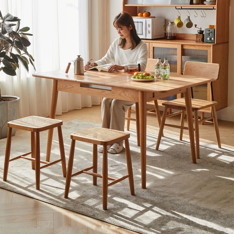 全实木可伸缩餐桌北欧小户型餐桌椅组合折叠家用原木橡木简约饭桌