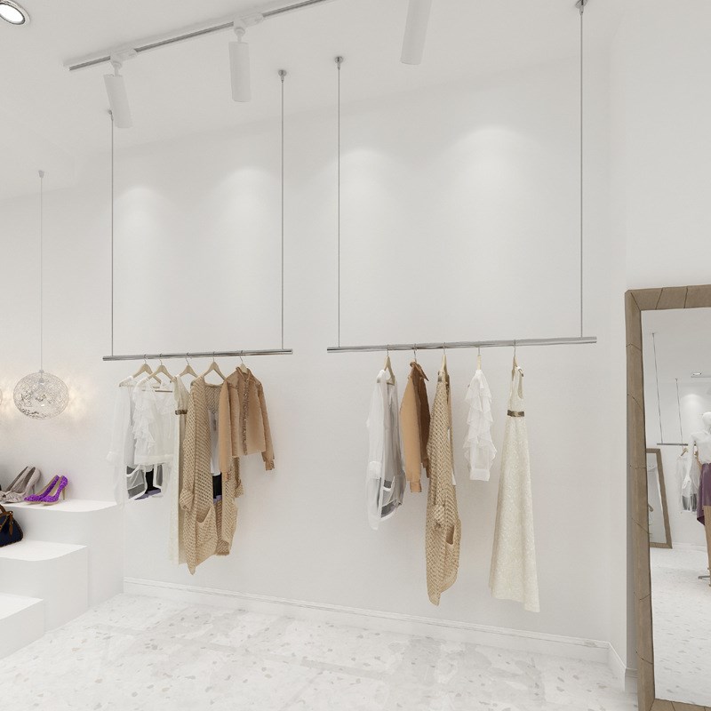 服装店展示架吊顶架悬挂女装店衣架钢丝绳吊杆橱窗装饰不锈钢吊架