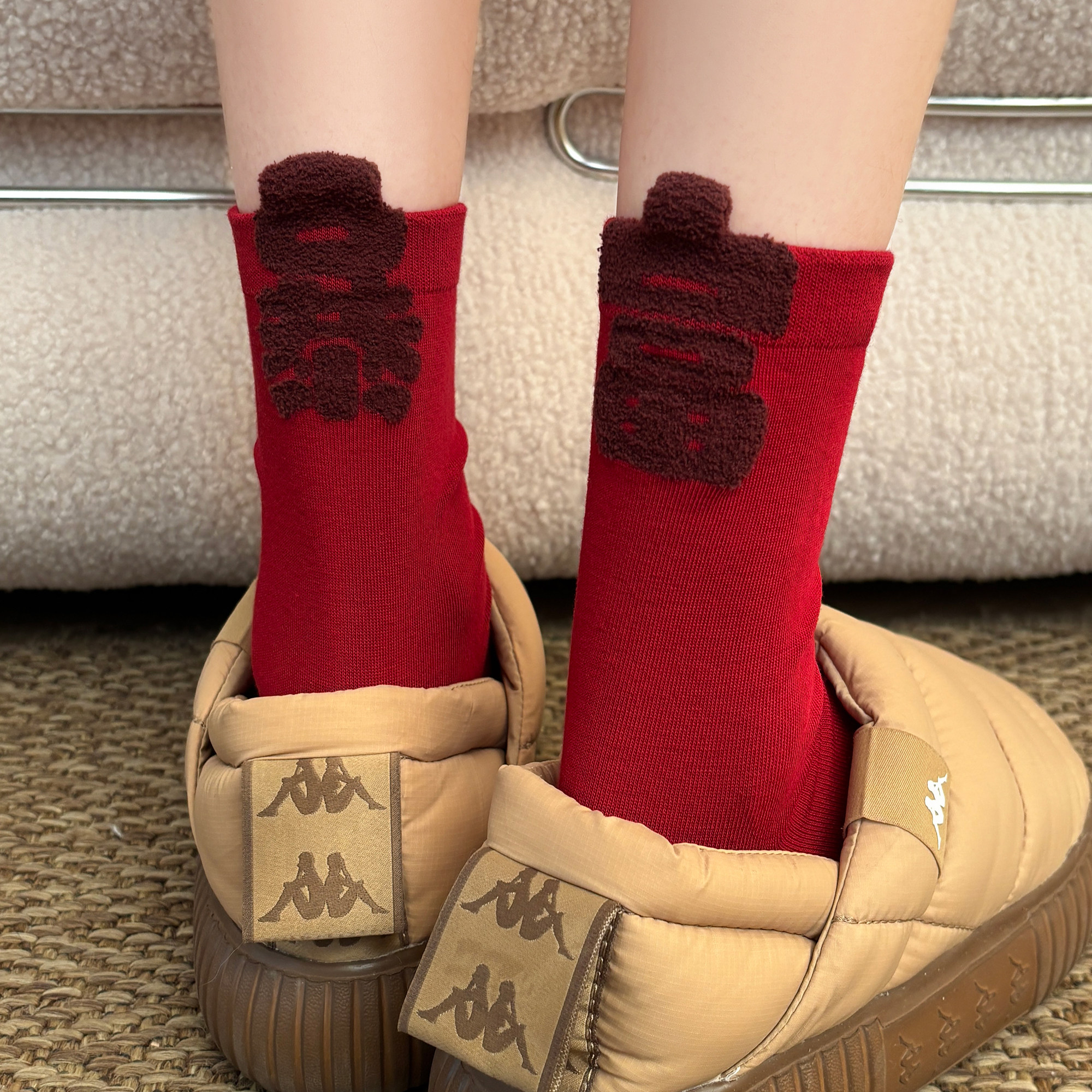 本命年袜子女款秋冬季纯棉红色中筒袜暴富长袜2026马年新款礼盒装