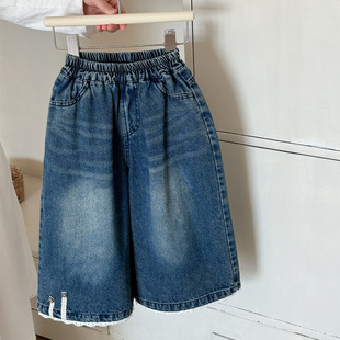 2026春季新品儿童韩版宽松休闲高街牛仔裤子复古松紧腰女童牛仔裤