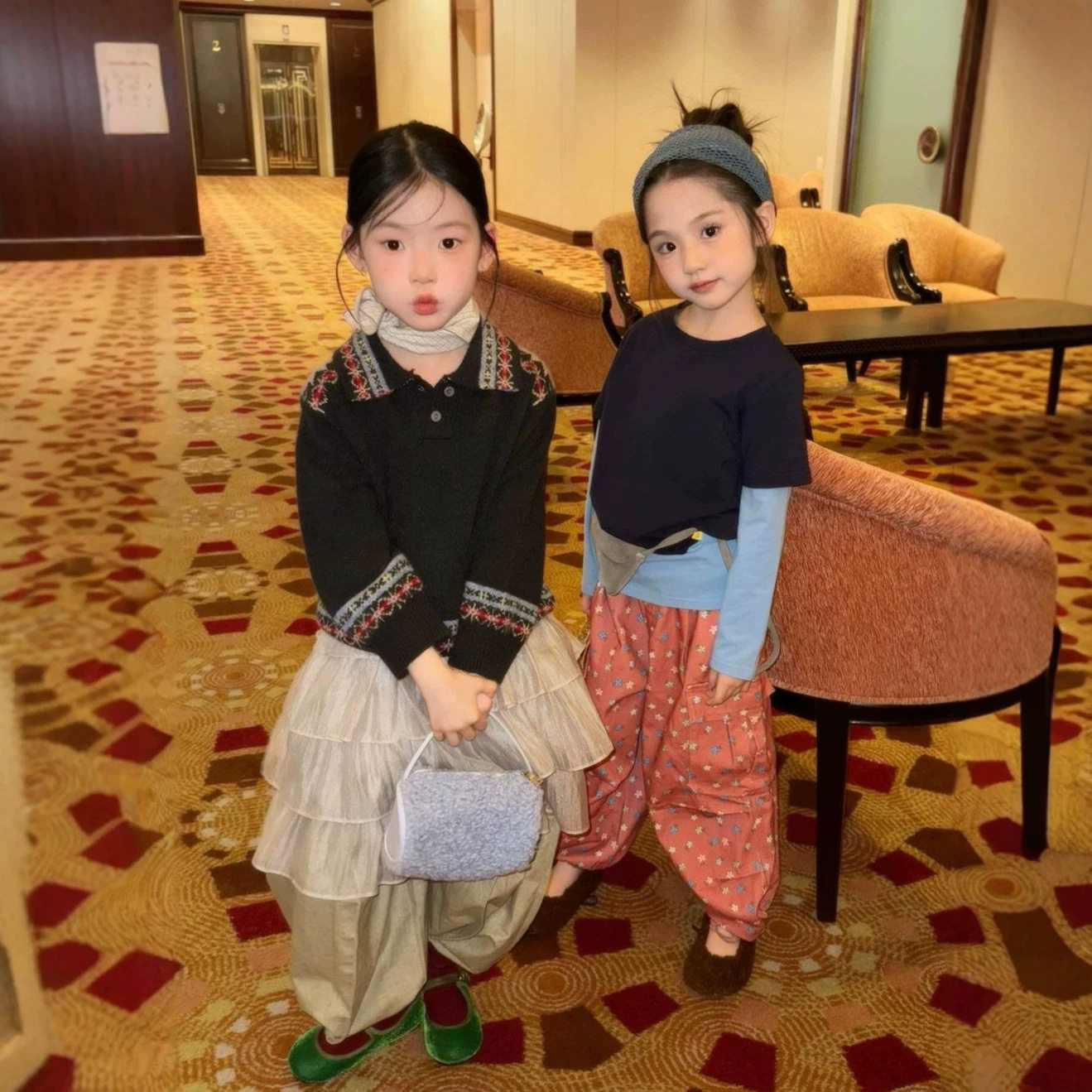 女童套装26秋新款韩版费尔岛民族风甜美提花套头毛衣中大童休闲裤