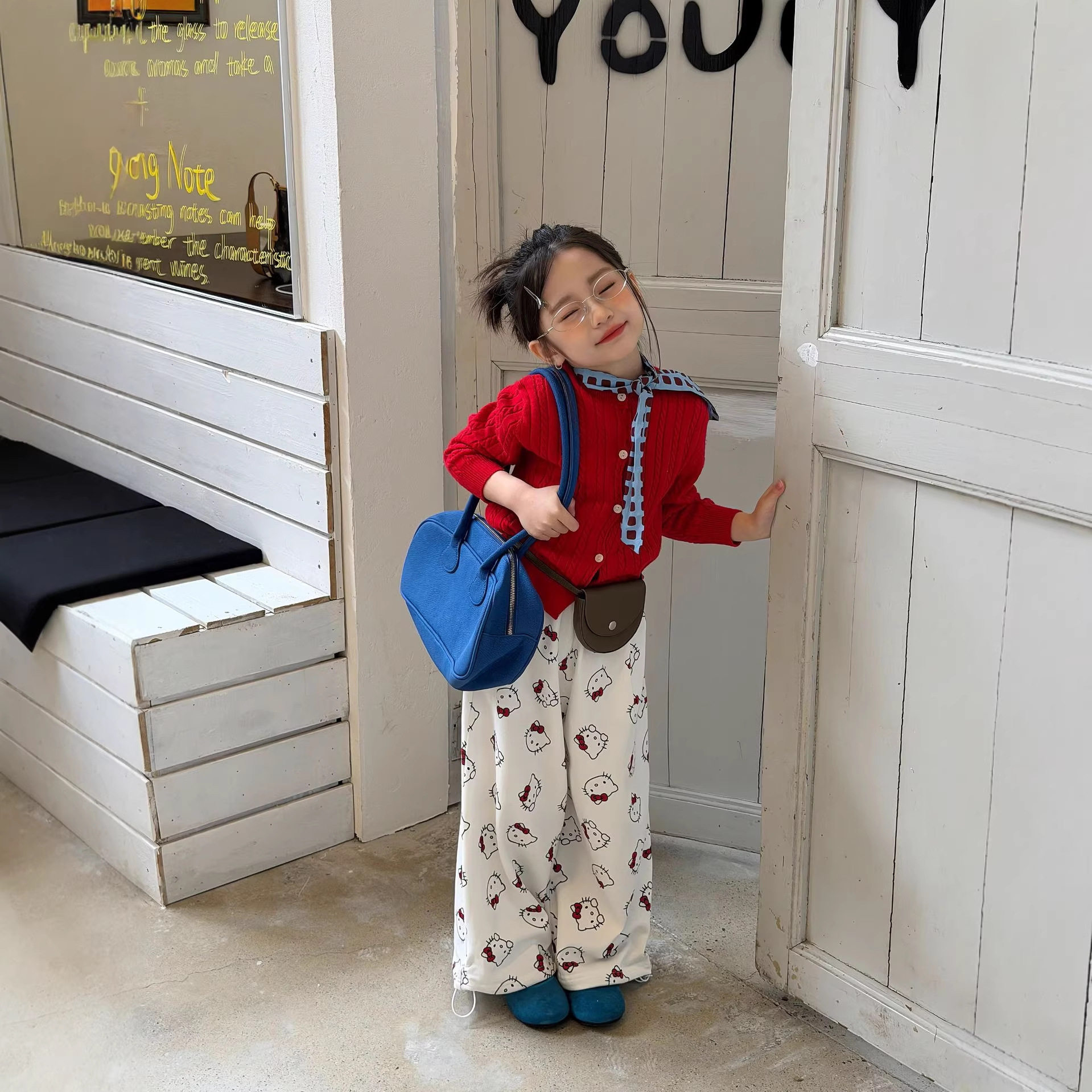 女童毛线衣2026春季新款毛衣开衫宝宝红色针织衫韩版儿童百搭外套