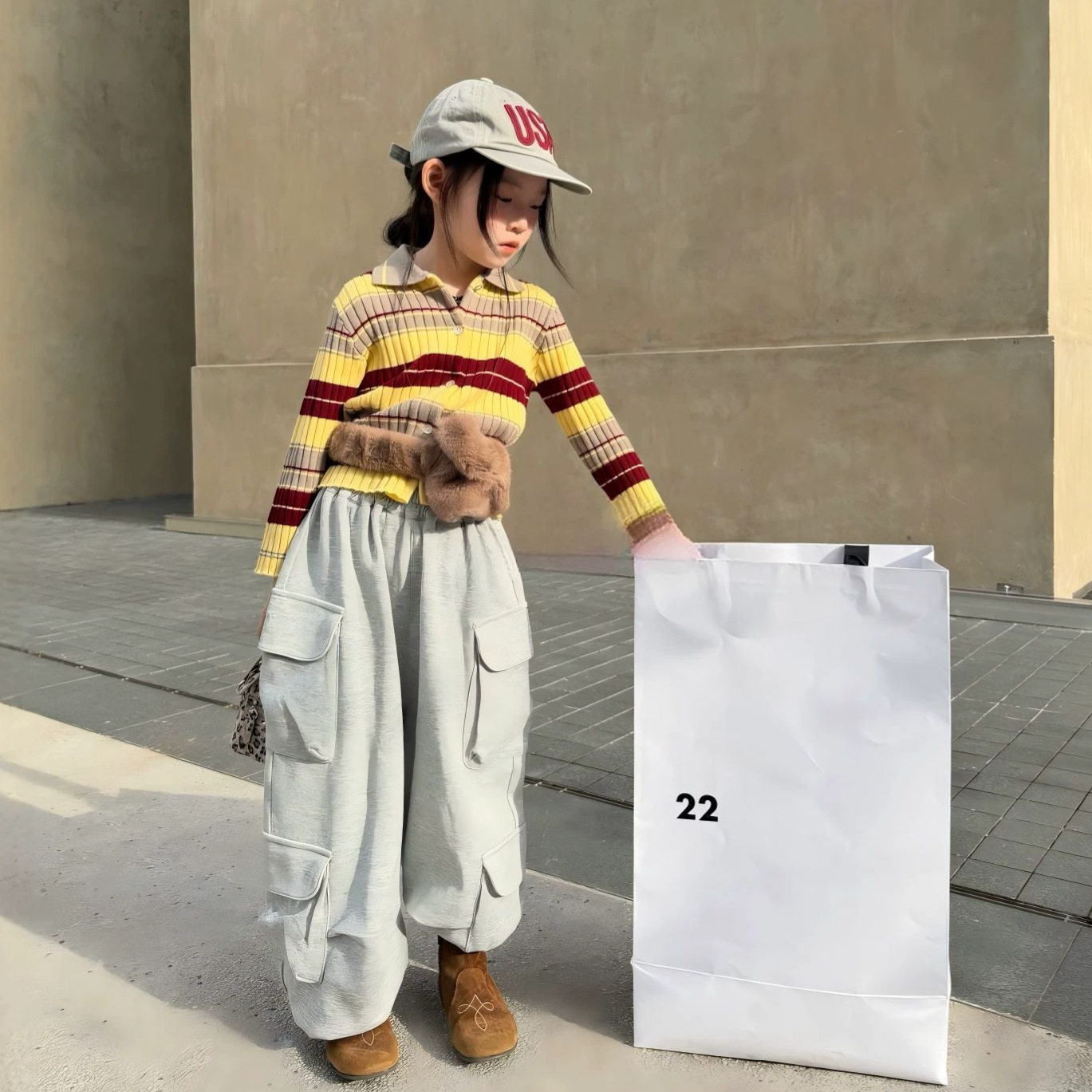 女童套装26秋季新款韩版休闲百搭条纹毛衣开衫中大童工装抽绳卫裤