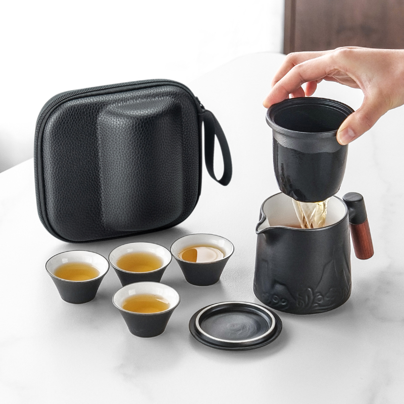 旅行茶具套装 户外便携式陶瓷功夫泡茶壶 旅游露营装备小套快客杯