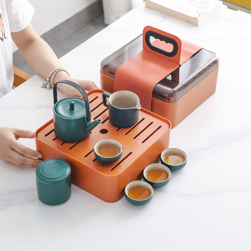 功夫旅行茶具套组户外露营便携式泡茶杯用办公陶瓷车载茶壶配件