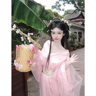 衫 粉色蕾丝战国袍汉服2025新款 古装 交领大袖 古风超仙气小个子套装