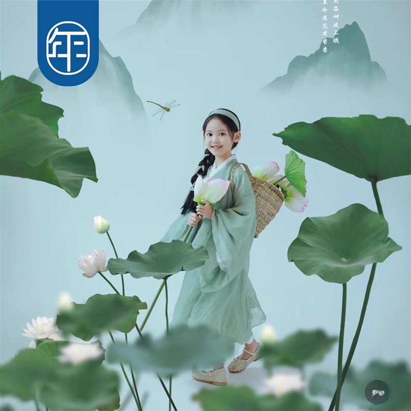 新款汉服女童魏晋大袖衫战 国袍国风儿童古装超仙气小女孩演出服