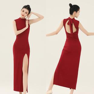 中国风古典舞旗袍舞蹈服装女跳舞专用开叉显瘦现代舞练功服演出服